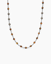 Spiritual Beads Necklace in Sterling Silver with Tiger’s Eye and Cognac Diamonds, 6mm